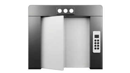 Modern Elevator Doors Opening with Control Panel