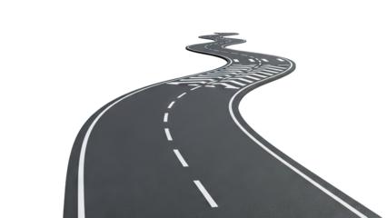 Winding Road with Lane Markings and Arrows