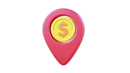 Location Pin with Dollar Coin