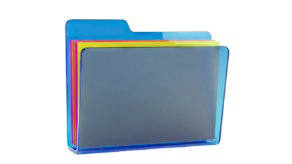 Blue file folder with colored papers