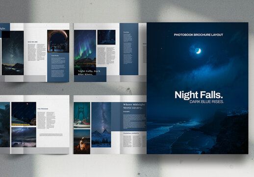 Dark Blue Nature PhotoBook Brochure Layout