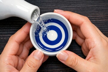 日本酒(熱燗)を嗜む和服の日本人女性