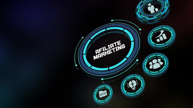 Affiliate Marketing Strategy and Digital Content Planning Concept with Global Business Technology Network and Modern Internet Communication Systems