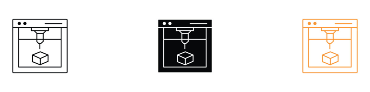 3D printer icon vector. additive manufacturing device symbol. vector illustration.
