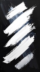 Bold white brushstrokes angled on dark canvas