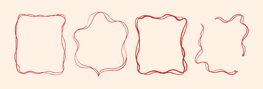 Red Border Frame Set Decorative Vintage Design