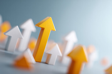 A yellow arrow is on top of a row of white arrows