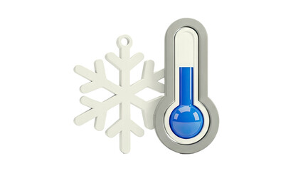 Thermometer and snowflake symbolizing cold temperature