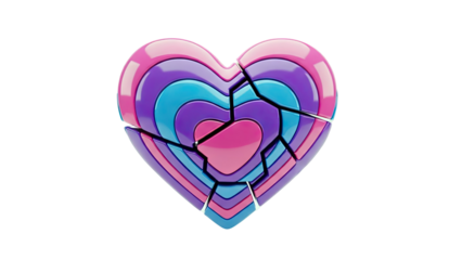 Broken Heart Puzzle with Bisexual Colors