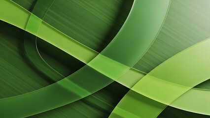 Abstract Flowing Green Graphic Design with Overlapping Translucent Shapes