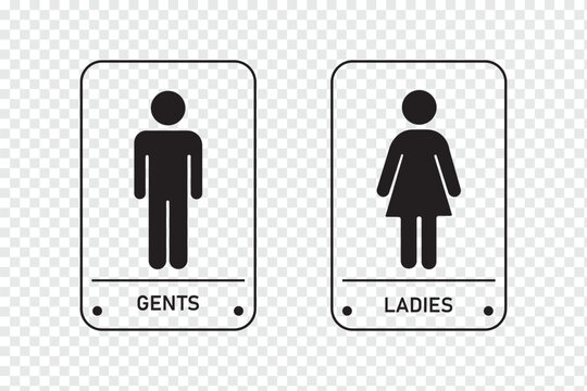 Set of four icons showing accessible toilet ladies and gents signs. Washroom Sign Set: Gents, Ladies, Disabled, Baby Changing Vector Icons. Restroom or toilet door sign set containing gents , ladies