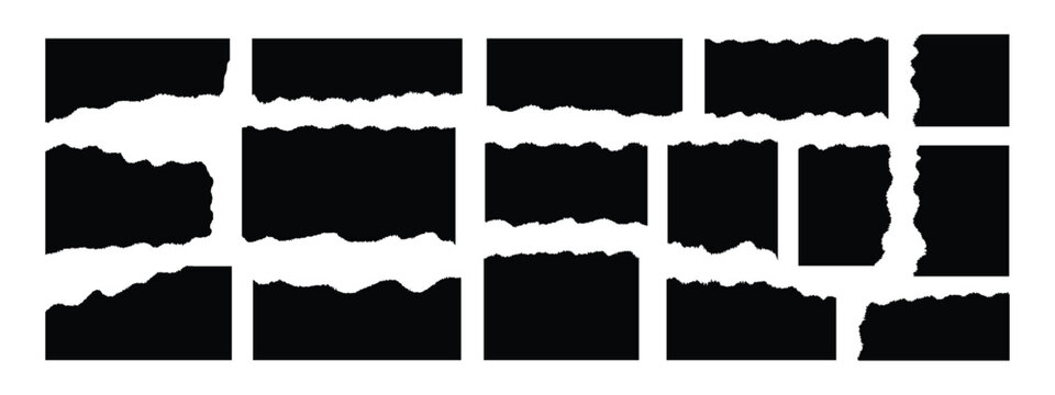 Torn paper edges icon set vector. rough edge frame, jagged rectangle torn paper shape symbol. vector illustration.