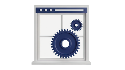 Gears within a window frame