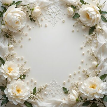 White Floral Wedding Frame