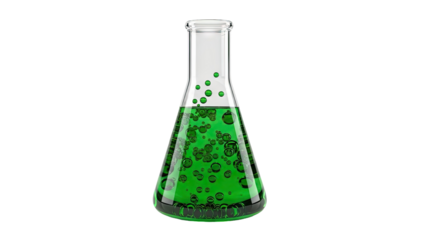 Erlenmeyer Flask with Bubbling Green Liquid