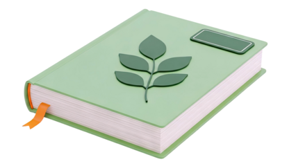 Green Book with Leaf Design and Bookmark