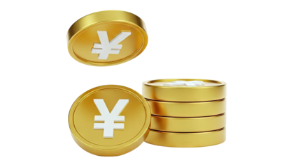 Golden Coins with Yen Symbol
