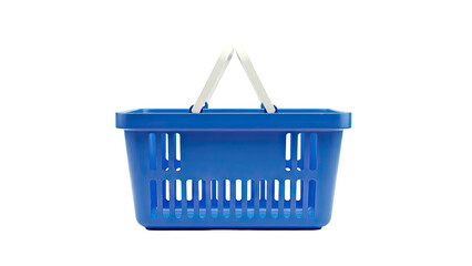 Fototapeta premium Blue Plastic Shopping Basket with White Handles