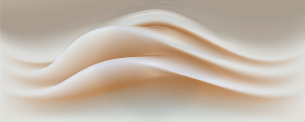 Obraz premium Liquid cream background. Beige and white. 3d rendering. vector illustrations