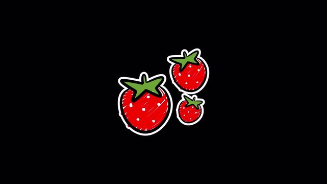 Doodle Sticker Strawberry Duo Motion