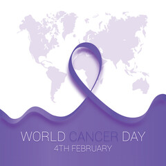 World Cancer Day Awareness with Purple Ribbon