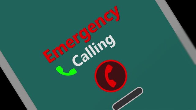 Calling emergency services on smartphone seamless loop for SOS hotline, urgent safety alert and emergency response concept