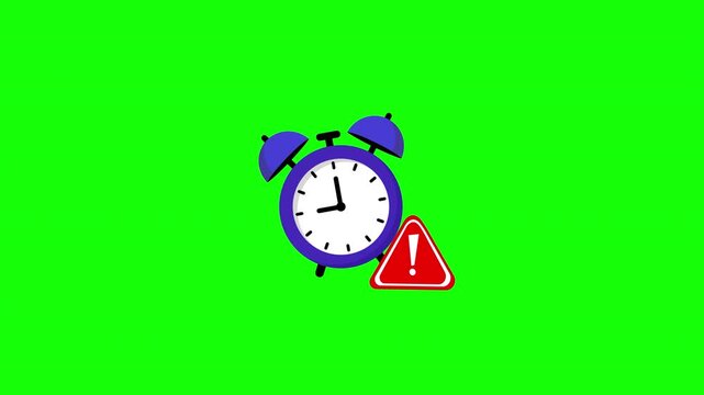 Deadline Alert Concept with Alarm Clock and Warning Sign on Green Screen Background