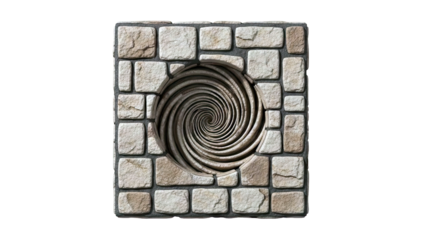 Stone Wall with Swirling Vortex Design