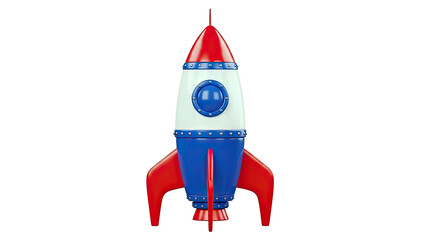 Cartoon Rocket Ship with Red, White, and Blue Colors