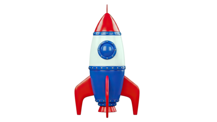 Cartoon Rocket Ship with Red, White, and Blue Colors