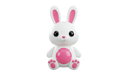 Fototapeta premium Cute 3D White Bunny with Pink Accents