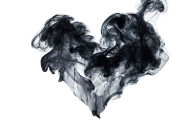 Ethereal smoke forms heart shape on black background