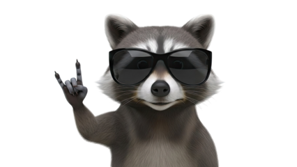 Cool Raccoon Wearing Sunglasses Making Rock On Hand Gesture