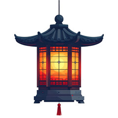 Hanging Asian Style Lantern with Tassel.