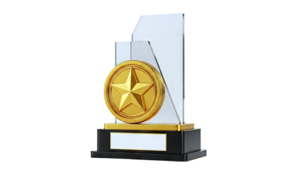 Gold Star Trophy with Clear Glass Award