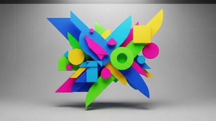 Obraz premium Abstract geometric shapes, vibrant colors, on a gradient background