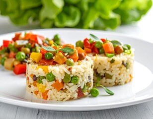 A plate of vegetable sushi rolls on a white plate