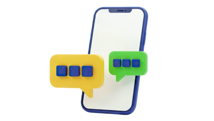 3D Smartphone with Chat Bubbles