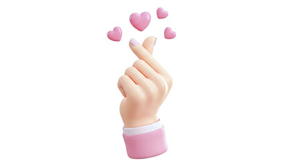 3D Hand Gesture with Pink Hearts