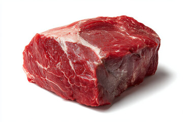 Fototapeta premium Raw beef red meat chuck roast butcher cut uncooked steak fresh food protein cut of meat white background closeup photograph Raw beef chuck roast