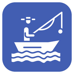 Fototapeta premium Fisherman In a boat icon vector image. Can be used for Trekking.