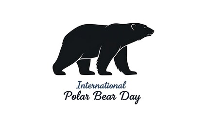 Obraz premium International polar bear day logo with black polar bear silhouette