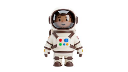 Cute Cartoon Astronaut Toy with Brown Accents and Colorful Buttons