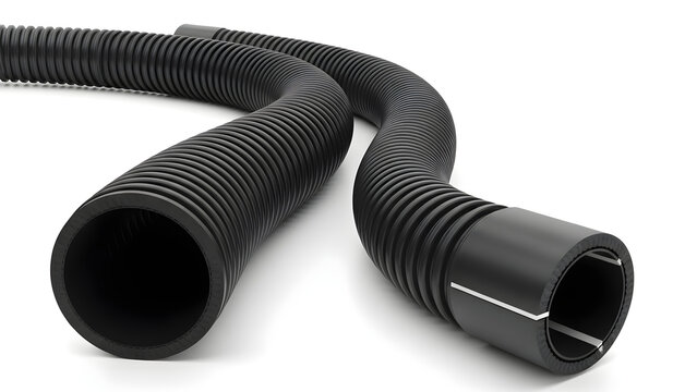 Curved Rubber Hose Pipe Displayed on White Background
