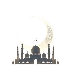 Islamic Mosque Silhouette with Crescent Moon 1.