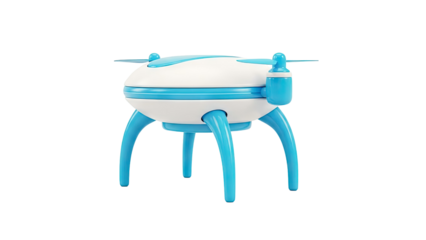 Blue and White Drone with Four Legs