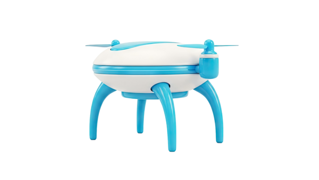 Blue and White Drone with Four Legs - Powered by Adobe