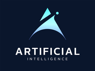 Artificial Intelligence (AI) Logo Vector illustration Design Concept with Futuristic Letter A triangle arrow shapes representing futuristic technology, digital transformation, automation, ui, robotic.