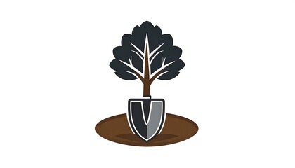 A shield with a tree growing out of it