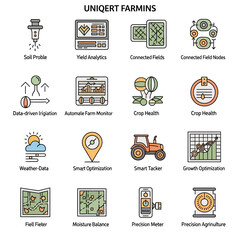 Agricultural Technology Icons for Farm Management.